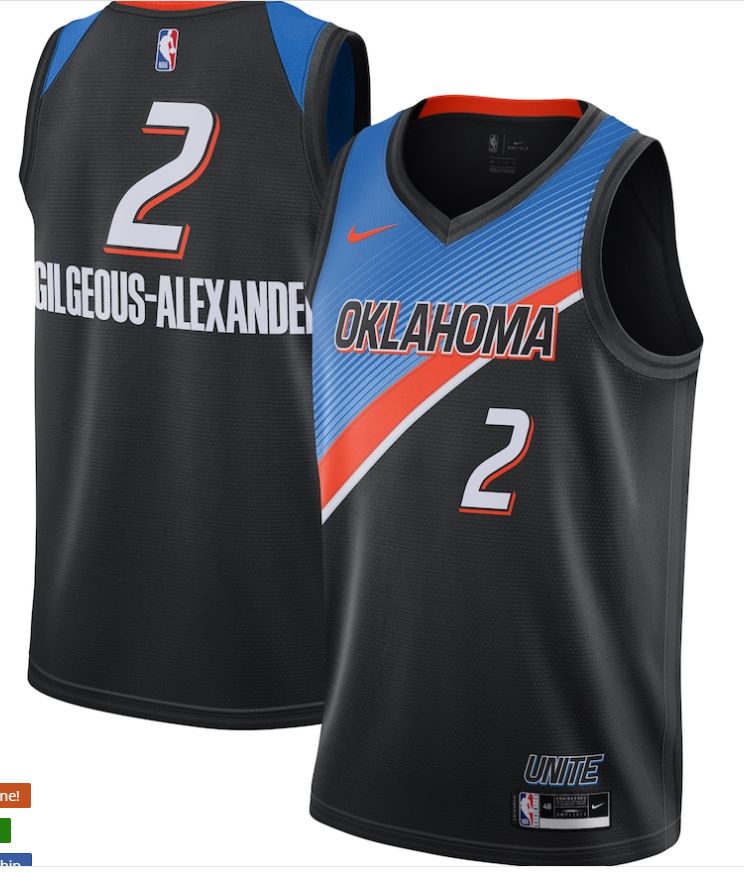 Men Oklahoma City Thunder #2 Gilgeous Alexandr black Game Nike NBA Jerseys->los angeles clippers->NBA Jersey